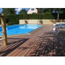 Piscine bois Ocea Ubbink 400x610cm H 130cm liner bleu, beige ou gris