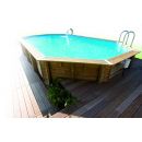 Piscine bois Ocea Ubbink 470x860cm H 130cm liner bleu, beige ou gris