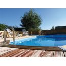 Piscine bois Ocea Ubbink 470x860cm H 130cm liner bleu, beige ou gris