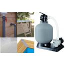 Piscine bois Linea Ubbink 350x650cm H 140cm liner bleu, beige ou gris