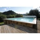 Piscine bois Linea Ubbink 350x650cm H 140cm liner bleu, beige ou gris