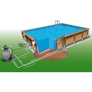 Piscine bois Linea Ubbink 500x800cm H 140 cm liner bleu, beige ou gris, hors sol semi enterr&eacute;e et enterr&eacute;e