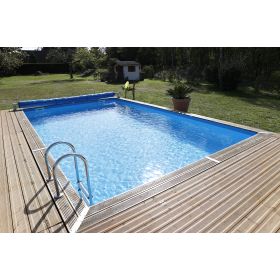 Piscine Ext&eacute;rieure Bois : Piscine bois Linea Ubbink 500x800cm H 140 cm liner bleu, beige ou gris, hors sol semi enterr&eacute;e et enterr&eacute;e