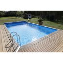 Piscine bois Linea Ubbink 500x800cm H 140 cm liner bleu, beige ou gris, hors sol semi enterr&eacute;e et enterr&eacute;e