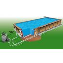 Piscine bois Linea Ubbink 500x1100cm H 140 cm liner bleu semi enterr&eacute;e ou enterr&eacute;e