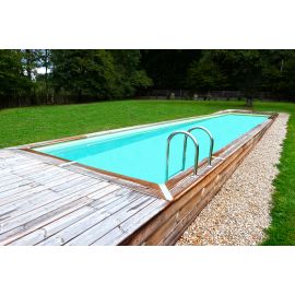Piscine bois Linea Ubbink 350x1550cm H 155cm liner bleu ou beige enterrée