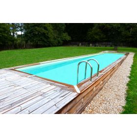 Piscine Ext&eacute;rieure Bois : Piscine bois Linea Ubbink 350x1550cm H 155cm liner bleu ou beige enterr&eacute;e
