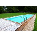 Piscine bois Linea Ubbink 350x1550cm H 155cm liner bleu ou beige enterr&eacute;e