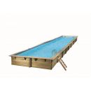 Piscine bois Linea Ubbink 350x1550cm H 155cm liner bleu ou beige enterr&eacute;e