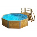 Piscine en bois massif weka 593BT2 diam 500 cm profondeur 116 cm 18,20m3 escalier deck et coffre de filtration bois