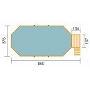 Piscine en bois massif weka 594 diam 376 x 850cm 25.6 m3 profondeur 116 cm avec filtration escalier deck