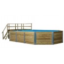 Piscine en bois massif weka 594 diam 376 x 850cm 25.6 m3 profondeur 116 cm avec filtration escalier deck