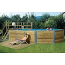 Piscine en bois massif weka 594 diam 376 x 850cm 25.6 m3 profondeur 116 cm avec filtration escalier deck