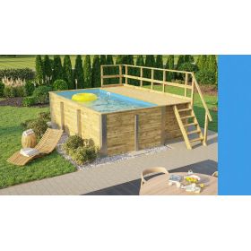 Piscine Ext&eacute;rieure Bois : Piscine bois weka 595 Rectangle 200x400cm 7.68 m3 liner bleu filtre sable terrasse coffre filtration rangement