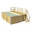 Piscine bois weka 595 Rectangle 200x400cm 7.68 m3 liner bleu filtre sable terrasse coffre filtration rangement