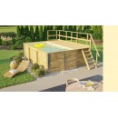Piscine bois weka 595 Rectangle 200x400cm 7.68 m3 liner bleu filtre sable terrasse coffre filtration rangement