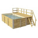 Piscine bois weka 595 Rectangle 200x400cm 7.68 m3 liner bleu filtre sable terrasse coffre filtration rangement