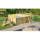 Piscine bois weka 595 Rectangle 200x400cm 7.68 m3 liner bleu filtre sable terrasse coffre filtration rangement