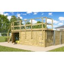 Piscine bois weka 595 Rectangle 200x400cm 7.68 m3 liner bleu filtre sable terrasse coffre filtration rangement