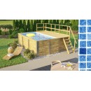Piscine bois weka 595 Rectangle 200x400cm 7.68 m3 liner bleu filtre sable terrasse coffre filtration rangement