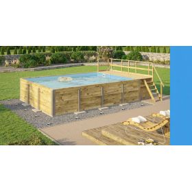 Piscine Ext&eacute;rieure Bois : Piscine bois weka 595T2 Rectangle 400x535cm 21.1 m3 liner bleu filtre sable terrasse coffre filtration rangement