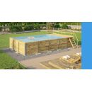 Piscine bois weka 595 Rectangle 200x400cm 7.68 m3 liner bleu filtre sable terrasse coffre filtration rangement