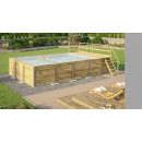 Piscine bois weka 595 Rectangle 200x400cm 7.68 m3 liner bleu filtre sable terrasse coffre filtration rangement