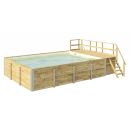 Piscine bois weka 595T2 Rectangle 400x535cm 21.1 m3 liner gris filtre sable terrasse coffre filtration rangement
