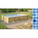 Piscine bois weka 595T2 Rectangle 400x535cm 21.1 m3 liner gris filtre sable terrasse coffre filtration rangement