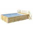 Piscine bois weka 595T2 Rectangle 400x535cm 21.1 m3 liner gris filtre sable terrasse coffre filtration rangement