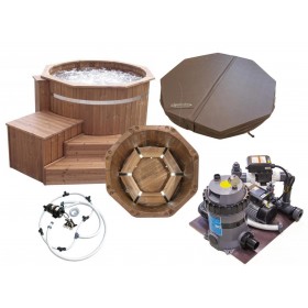 Autres Accessoires Piscine : Bain nordique Authentic Basic 150 cm 4 &agrave; 6 personnes chauffage filtration 6 buses couvercle isolant