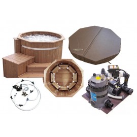 Bain nordique Authentic Basic 180 cm 6 à 8 personnes chauffage 3 kw filtration buses massage couverture isolante