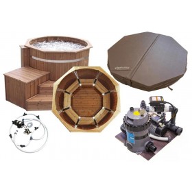 Autres Accessoires Piscine : Bain nordique Authentic Exclusive SM 180 cm 6 &agrave; 8 personnes chauffage 3 kw filtration buses de massage couverture isolante