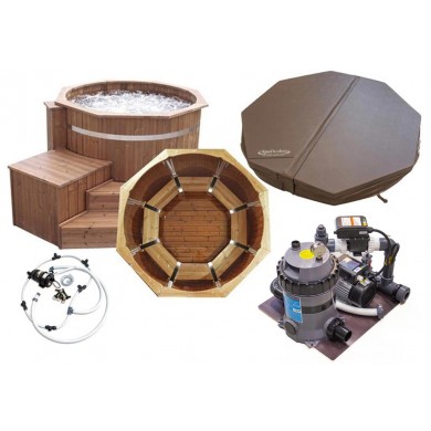 Bain nordique Authentic Exclusive SM diam 180 cm 6 à 8 personnes avec chauffage électrique 3 kw et filration