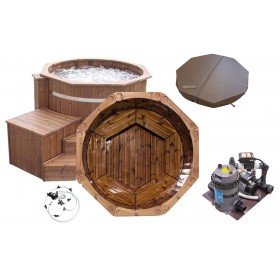 Autres Accessoires Piscine : Bain nordique Authentic Prestige SM 150 cm 4 &agrave; 6 personnes chauffage 3 kw filration buses de massage couvercle isolant