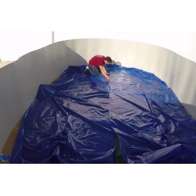 Tapis de sol pour piscine acier ovale de 730x366cm prot&egrave;ge le liner du contact au sol