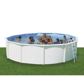 Piscine d&eacute;montable : Kit piscine acier Canarias blanc D 640cm haut 120 cm filtration &eacute;chelle Torrente Toi pas cher