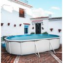 Kit piscine acier Mallorca blanc ovale 550x366cm haut 120 cm filtration &eacute;chelle Torrente Toi pas cher