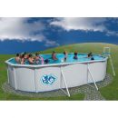 Kit piscine acier Mallorca blanc ovale 550x366cm haut 120 cm filtration &eacute;chelle Torrente Toi pas cher