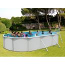 Kit piscine acier Mallorca blanc ovale 550x366cm haut 120 cm filtration &eacute;chelle Torrente Toi pas cher