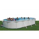 Kit piscine acier Mallorca blanc ovale 640x366cm haut 120 cm filtration &eacute;chelle Torrente Toi pas cher