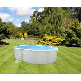 Piscine d&eacute;montable : Kit piscine acier Mallorca blanc ovale 500x366cm haut 120 cm filtration &eacute;chelle Torrente Toi pas cher