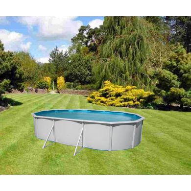 Kit piscine acier Mallorca blanc ovale 550x366cm haut 120 cm filtration échelle Torrente Toi pas cher
