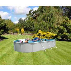 Kit piscine acier Mallorca blanc ovale 915x457cm haut 120 cm filtration échelle Torrente Toi pas cher