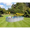 Kit piscine acier Mallorca blanc ovale 730x366cm haut 120 cm filtration &eacute;chelle Torrente Toi pas cher