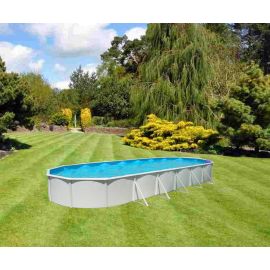 Kit piscine acier Mallorca blanc ovale 1200x457cm haut 120 cm filtration échelle Torrente Toi pas cher