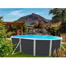 Kit piscine acier Mallorca blanc ovale 550x366cm haut 120 cm filtration &eacute;chelle Torrente Toi pas cher