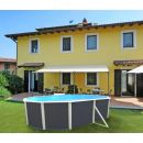 Kit piscine acier Mallorca blanc ovale 550x366cm haut 120 cm filtration &eacute;chelle Torrente Toi pas cher