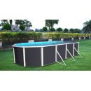 Kit piscine acier Mallorca blanc ovale 730x366cm haut 120 cm filtration &eacute;chelle Torrente Toi pas cher