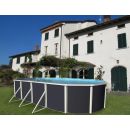 Kit piscine acier Mallorca blanc ovale 730x366cm haut 120 cm filtration &eacute;chelle Torrente Toi pas cher